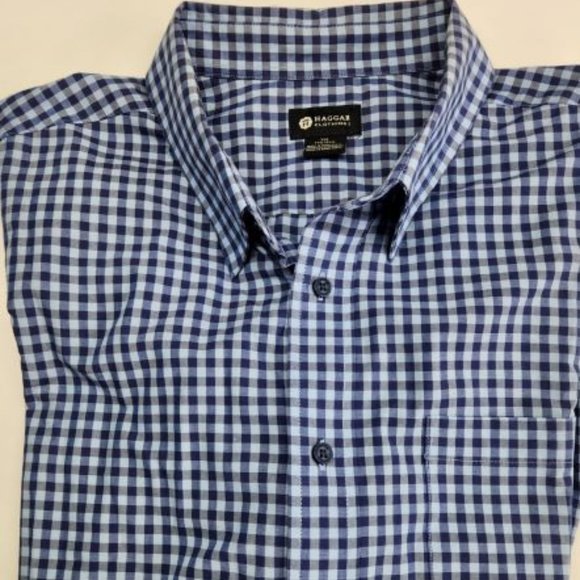 Haggar men's casual shirt xxl blue checkered - Picture 1 of 3